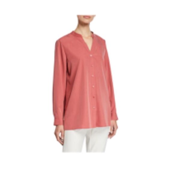 Eileen Fisher Sand-washed Tencel Stand Collar Top Size M - Picture 2 of 6